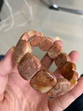 Natural Sunstone Coral Bracelet - Brown/Orange Gemstone